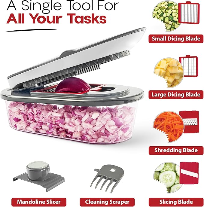All-in-One Vegetable Chopper & Mandoline Slicer ā 4 Blades + Scraper