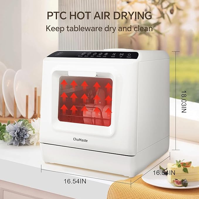 Mini Countertop Dishwasher โ Portable with Built-in Water Tank & 6 Wash Programs