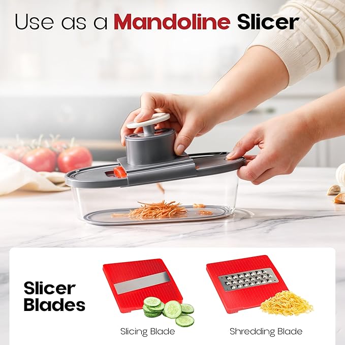 All-in-One Vegetable Chopper & Mandoline Slicer ā 4 Blades + Scraper