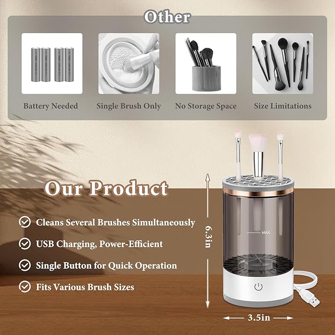 Electric Makeup Brush Cleaner โ Efficient & Portable Cleaning Machine for Brushes