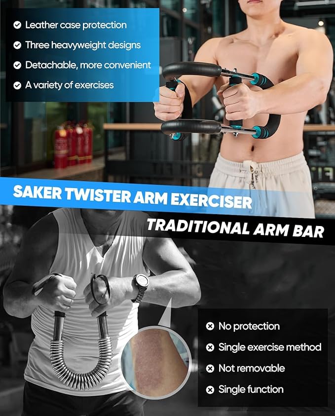 Saker Twister Arm Trainer ā Adjustable PowerTwist Forearm & Chest Workout Equipment