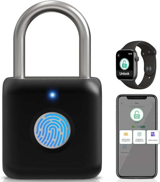 Pothunder Fingerprint Smart Padlock – USB Rechargeable Lock with App Control