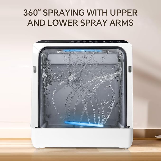 Mini Countertop Dishwasher – Portable with Built-in Water Tank & 6 Wash Programs