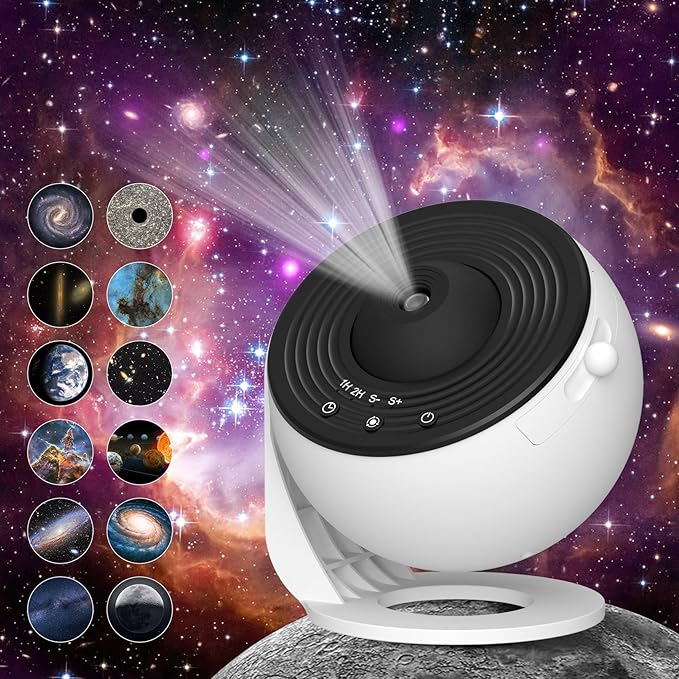 Galaxy Projector for Bedroom – HD Star Projector with 13 Film Discs & 360° Rotation